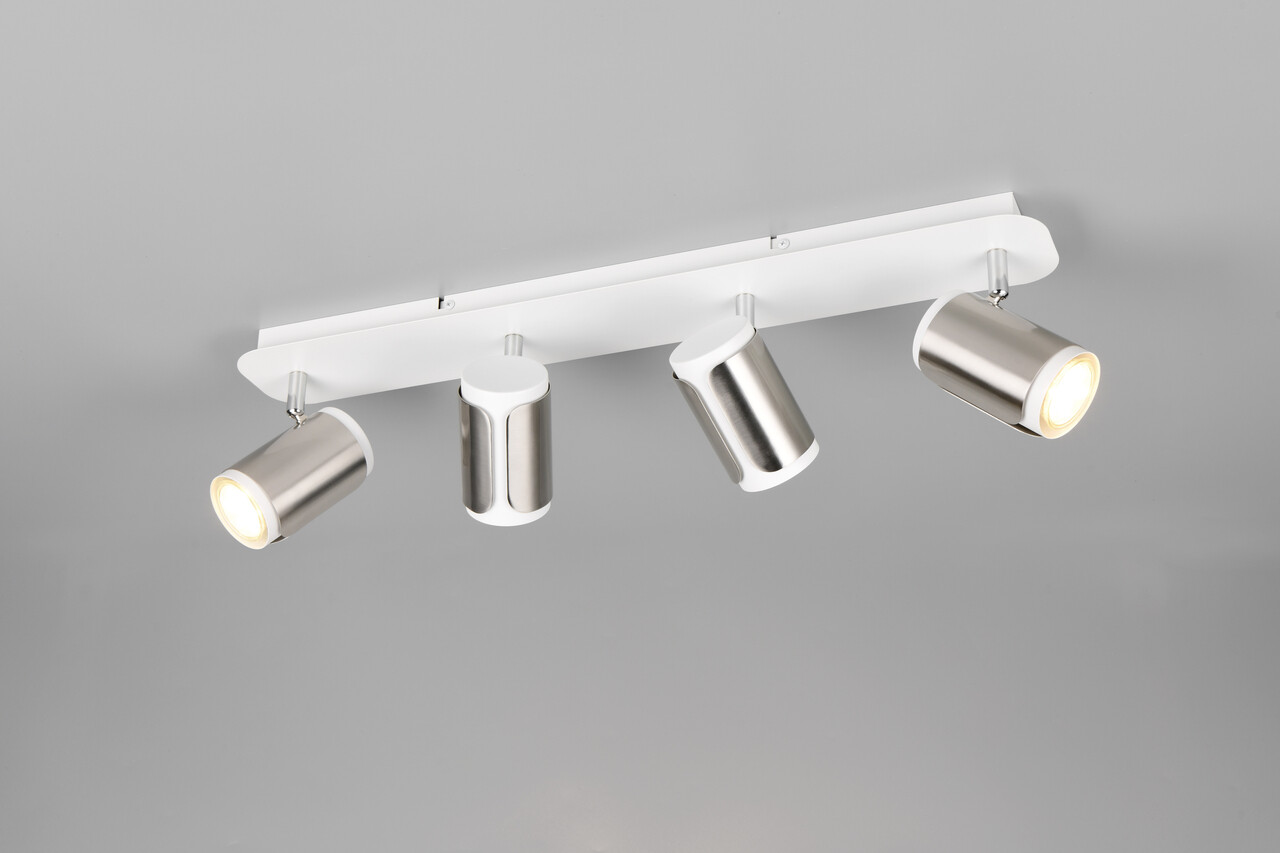 Plafoniera Gillan, TRIO, 60x12x16 cm, 10W, 4x GU10, metal, nichel mat/alb - imagine 5